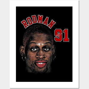Dennis Rodman Bulls 91 Posters and Art